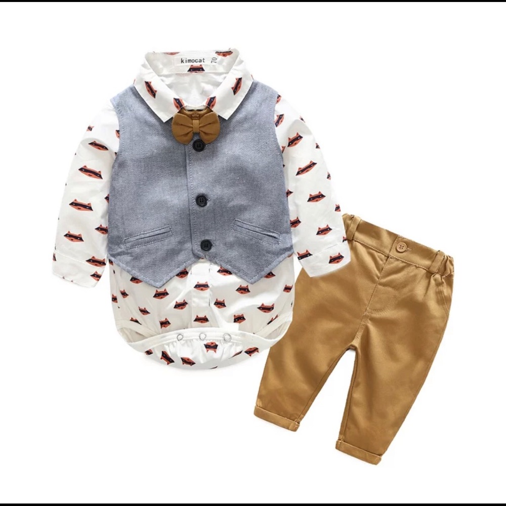 Baby boy 4 piece outfit vest & bow tie. Birthday